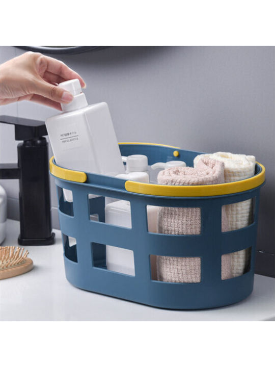 Lalos Set of Decorative Plastic Baskets with Blue Handles 31.6x17x20cm 2 Pieces