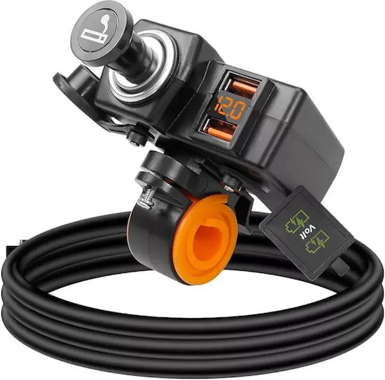 Water Resistant Motorcycle Charger Fast Charging with Voltometer
