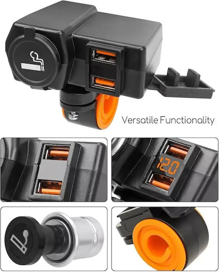 Water Resistant Motorcycle Charger Fast Charging with Voltometer