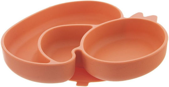 Children's Food Plate Made of Orange Silicone