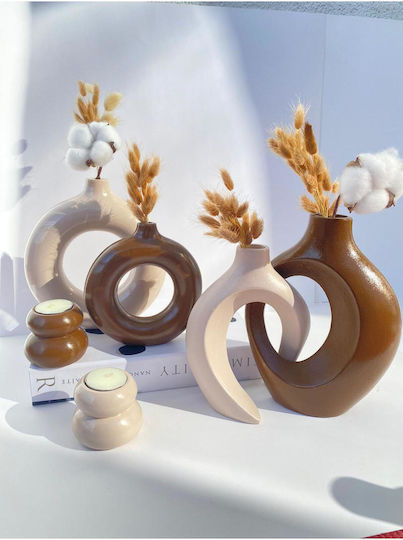 SteweHome Set of Brown Stone Decorative Vases 6 Pieces