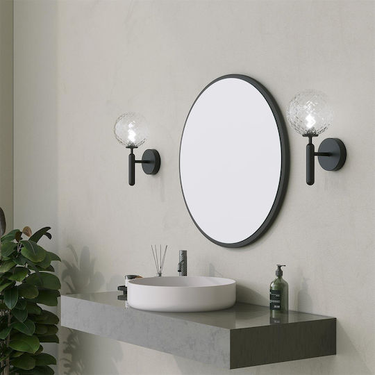 SteweHome STE-001801-V3375 Rund aus Spanplatte 60x60cm Schwarze Badezimmerspiegel