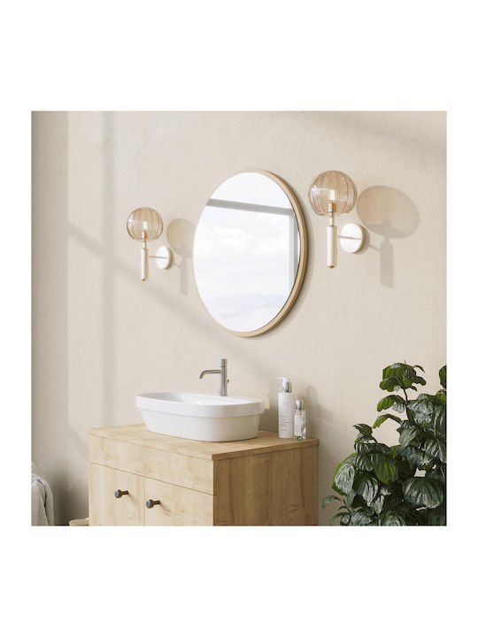 SteweHome Oglindă Rotundă De Baie Din Placă Din Lemn Agregat 60x60cm Auriu