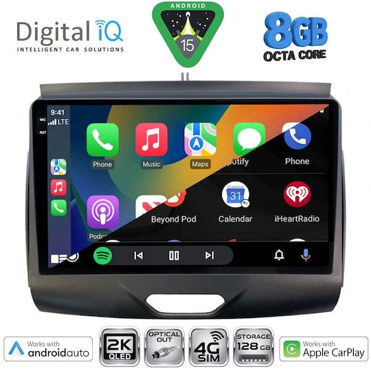 Digital IQ Car Audio System for Ford Ranger 2015-2018 Bluetooth USB WiFi GPS Apple CarPlay Android Auto with 9" Touch Screen