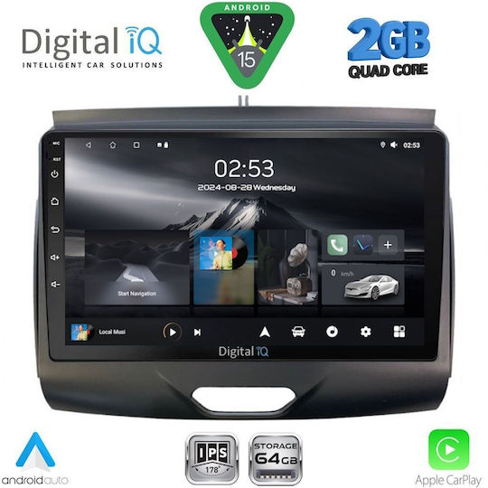 Digital IQ Car Audio System for Ford Ranger 2015-2018 (Bluetooth/USB/WiFi/GPS/Apple CarPlay/Android Auto) with 9" Touch Screen