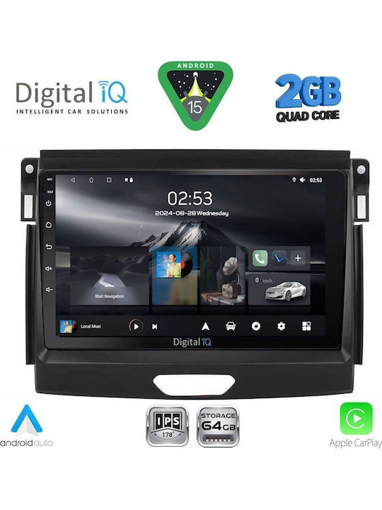 Digital IQ Car Audio System for Ford Ranger 2015-2018 (Bluetooth/USB/WiFi/GPS/Apple CarPlay/Android Auto) with 9" Touch Screen