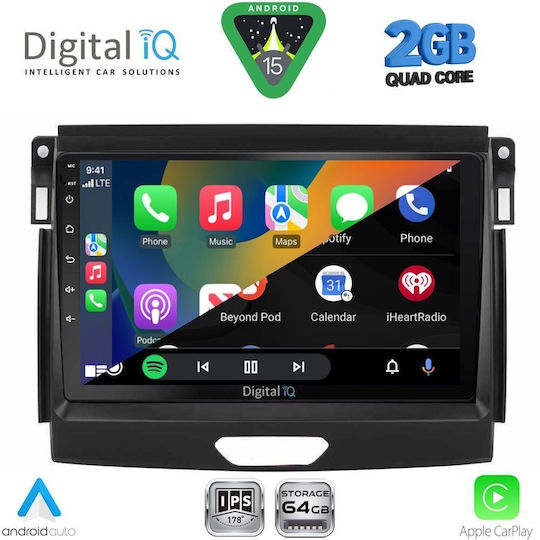 Digital IQ Car Audio System for Ford Ranger 2015-2018 (Bluetooth/USB/WiFi/GPS/Apple CarPlay/Android Auto) with 9" Touch Screen
