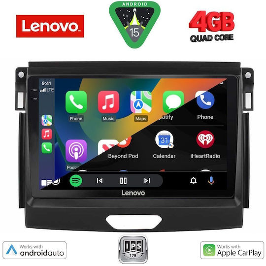 Lenovo Car Audio System for Ford Ranger 2015-2018 (Bluetooth/USB/WiFi/GPS/Apple CarPlay/Android Auto) with 9" Touch Screen