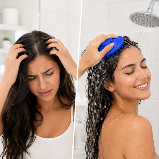 Femmit Scalp Massage Brush Soft Silicone Tips Blue