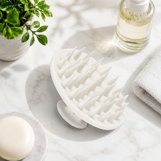 Femmit Head Scalp Massage Brush Soft Silicone Tips White