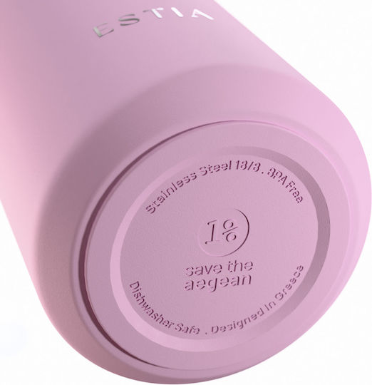 Estia Flow Save the Aegean Recyclable Thermos Bottle Stainless Steel BPA Free 800ml Lavender