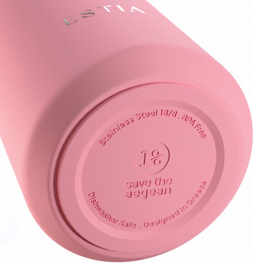 Estia Flow Save the Aegean Recyclable Thermos Bottle Stainless Steel BPA Free 500ml Rose