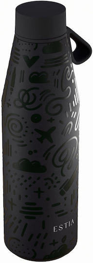 Estia Flow Save the Aegean Recyclable Thermos Bottle Stainless Steel BPA Free 500ml Noir Echo