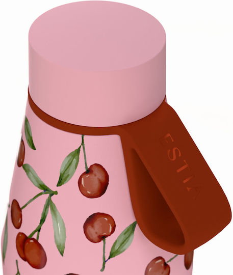 Estia Flow Save the Aegean Recyclable Thermos Bottle Stainless Steel BPA Free 500ml Cherry Rose