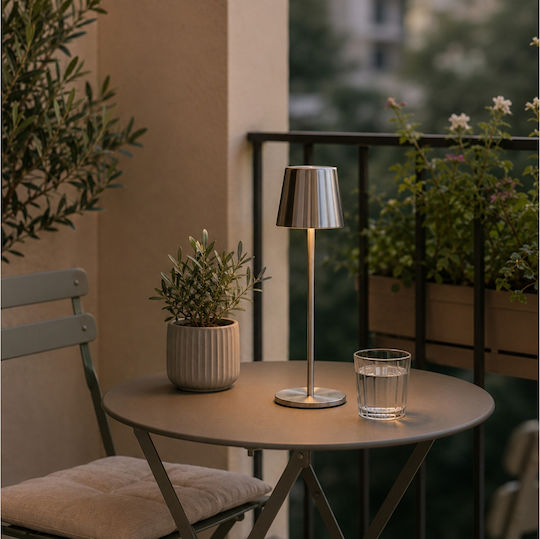 Brilliant Metal Table Lamp with Silver Shade and Base