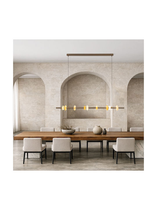 Zambelis Lights Κρεμαστό Φωτιστικό Καφέ LED με Θερμό Λευκό Φως Ράγα