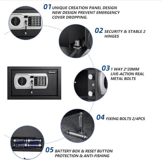 Safewell Safe with Digital Lock and Key M25xW35xH25cm Weight 8kg