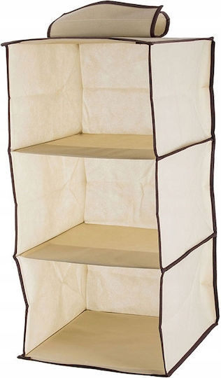 Wardrobe Organizer 1023 Υφασμάτινη Κρεμαστή Ραφιέρα Ρούχων σε Μπεζ Χρώμα