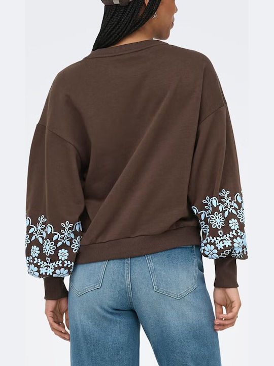 Only Women's Long Sleeve Floral Brown Blouse