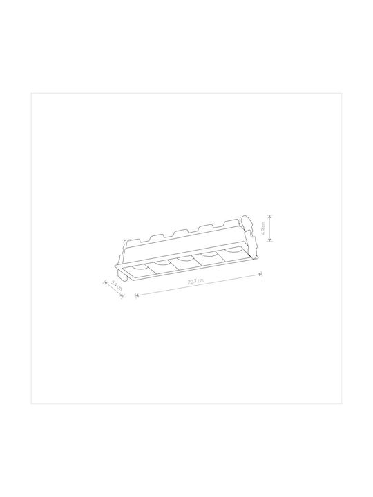 Nowodvorski Rectangle Recessed Spot with Integrated LED and Natural White Light Black 19.5x4.5cm. 1pcs