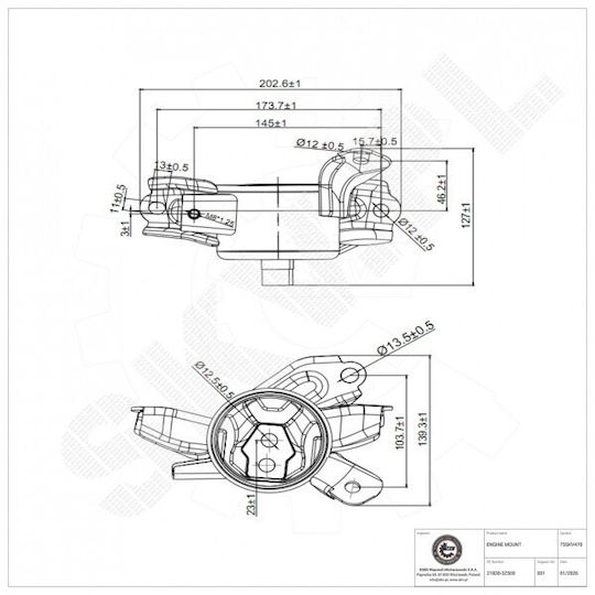 Αριστερό Στήριγμα Κινητήρα Hyundai I40 Kia Carens Iv 21830-3z500