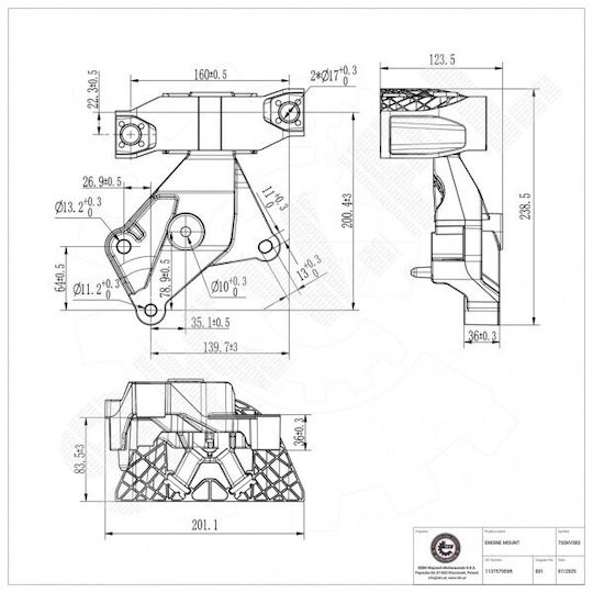 Rear Left Engine Mount Dacia Logan Sandero Ii Renault Clio Iv Captur I 113757955r
