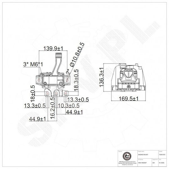 Δεξιό Στήριγμα Κινητήρα Audi Q3 Vw Tiguan Passat Arteon 5wa199262p