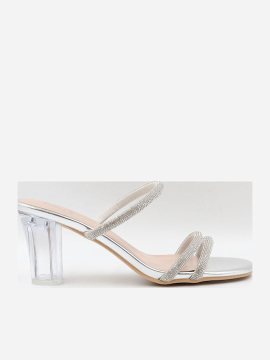 Damen Sandalen mit Strass Silber