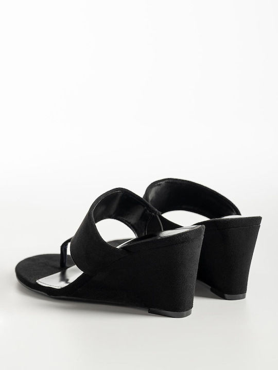Mules Suede Platformă Cu Toc Separabil Dama 9898-2 Negru Sintetic Suede