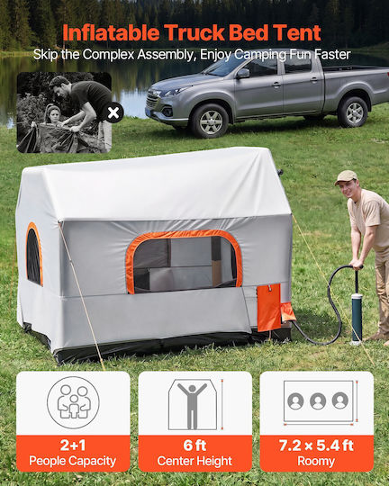 Vevor Camping Tent Tunnel Car Inflatable Storage White 3 Seasons for 3 People 220x165x183cm