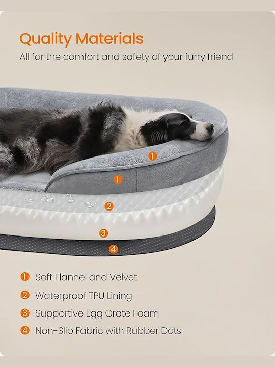 Feandrea Hundebett Sofa Orthopädisch Grau 91x68cm