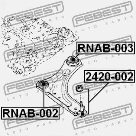 Febest Front Lower Control Arm Renault Laguna III 2007-2015