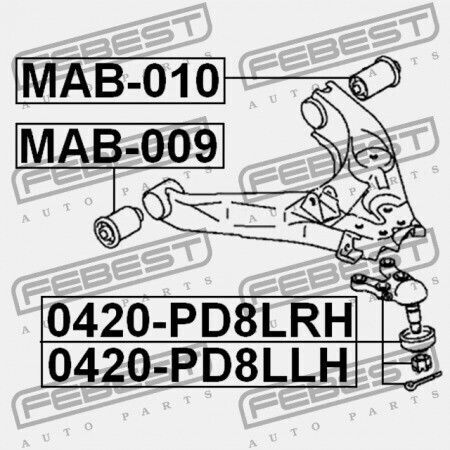 Febest Vorderarm Bolzen Kontrollarm Unten Rechts Für Mitsubishi Delica Space Gear Cargo Pa-pf 1994.03-2006.12 Jpn Mr208664