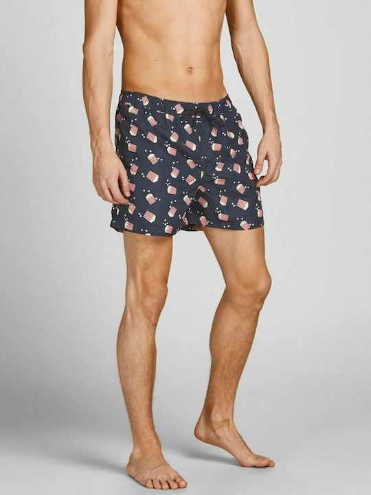 Crete Men's Swimwear Shorts Navy Blue with Patterns