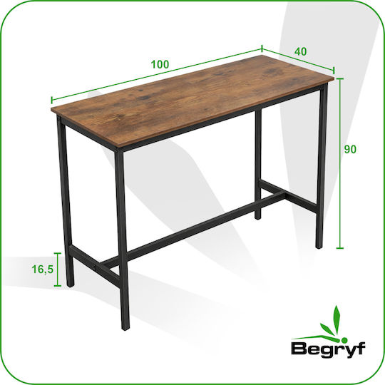 Begryf Masă Bar Metalică Maro Închis 100x40x90 cm