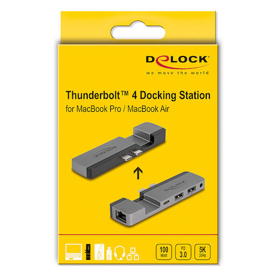 DeLock Docking Station with Dual USB-C 4K PD Ethernet for MacBook Pro / MacBook Air Grey (87757)