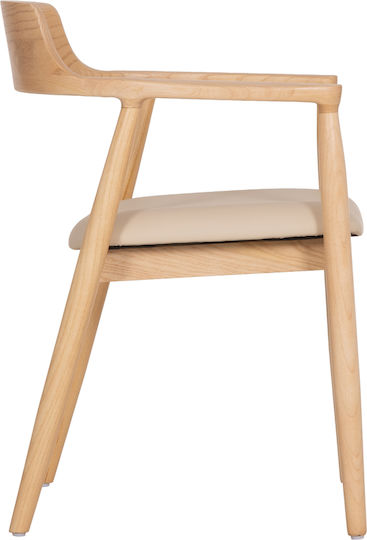 Rubberwood Πολυθρόνες Τραπεζαρίας Ξύλινες Μπεζ 2τμχ 58x54x78εκ.