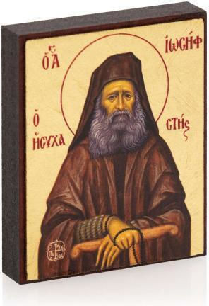 Saint Joseph The Hesychast Icon Canvas Gold Background 6 X 5 Cm
