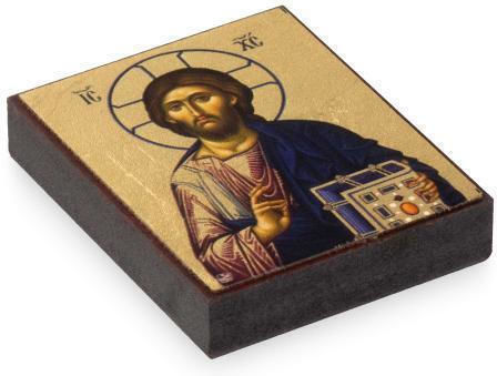Jesus Christ Saint Icon Canvas Gold Background 6 X 5 Cm