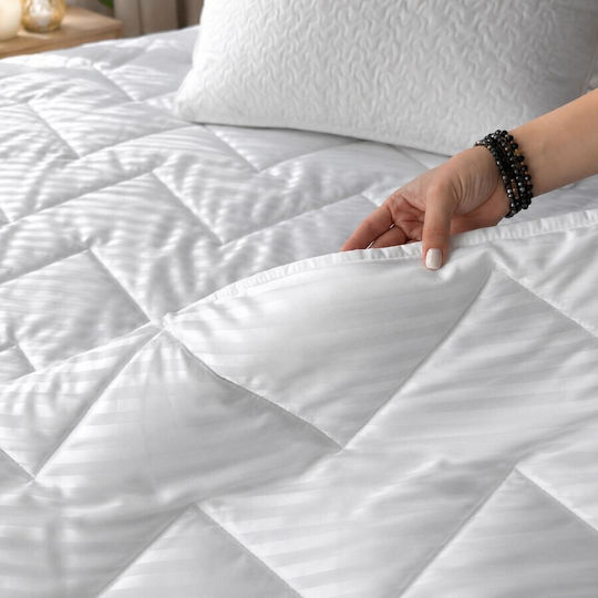Pucioasa Set De Husă De Pătură Dublă Cu Umplere Din Microfibra 200x215cm Alb 3 Bucăți 170 GSM