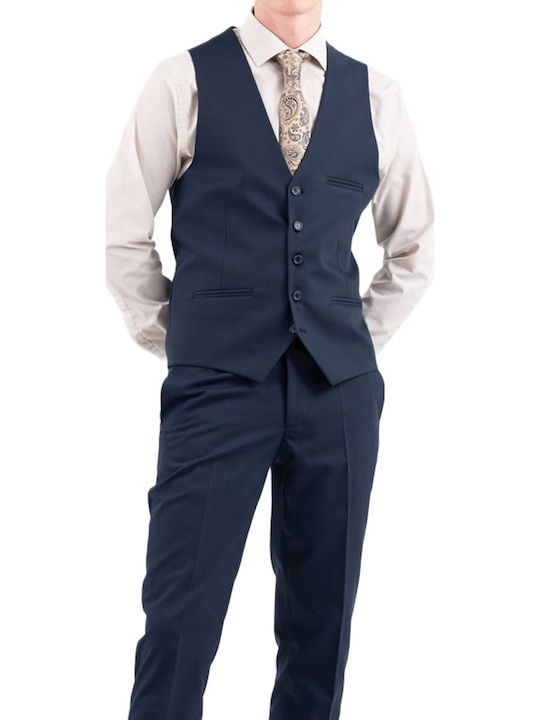 Men's Groom's Suit with Vest Slim Fit Blue 100-25-Rossi