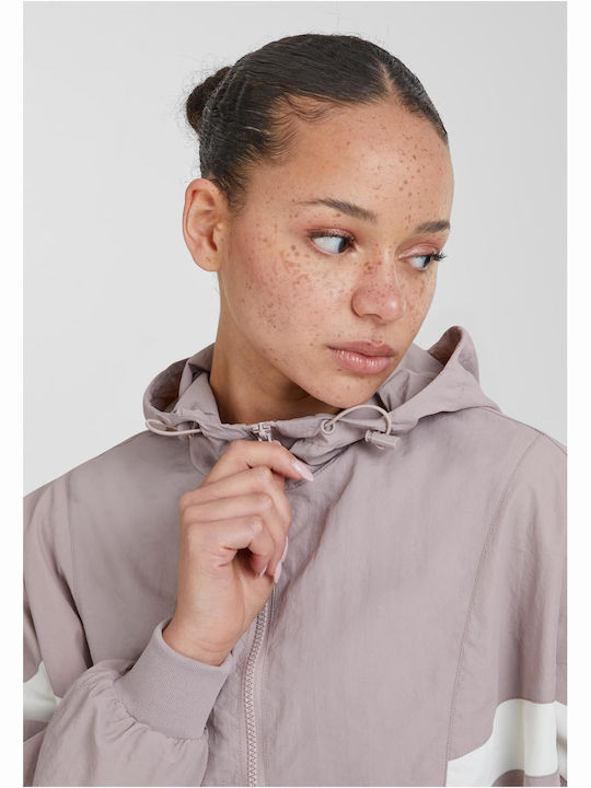TB2664 Women's Short Lifestyle Jacket for Winter with Hood Rose/Whitesand