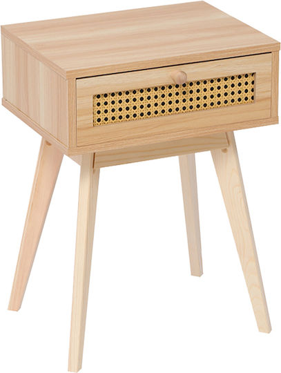 Κομοδίνο Scandy Ξύλινο Μπεζ 48x36x55cm