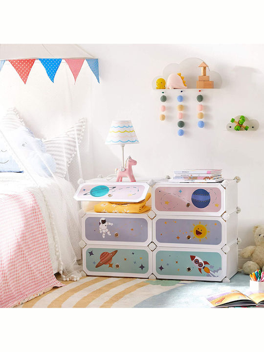 Songmics Cutie de Depozitare pentru Copii din Plastic Alb 43x35x105cm