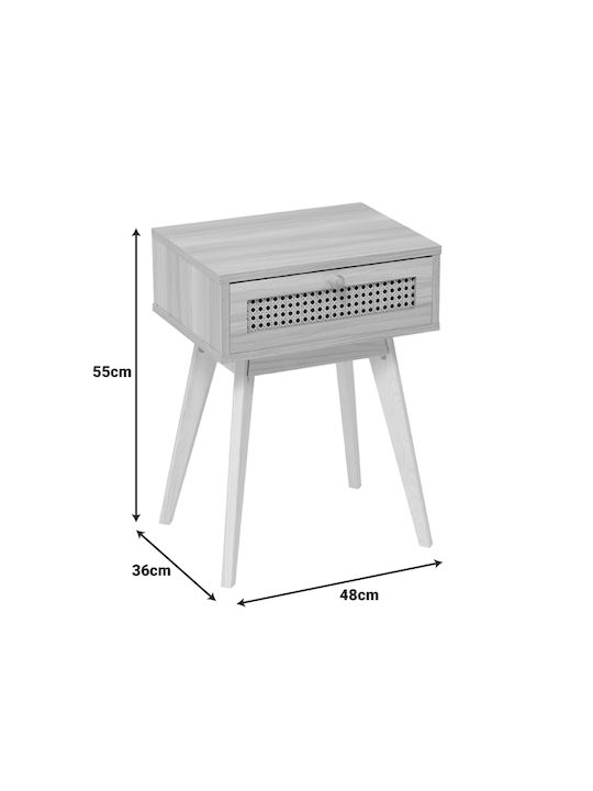 Κομοδίνο Scandy Ξύλινο Μπεζ 48x36x55cm