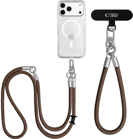 Λουράκι Κινητού Crossbody & Χεριού Tech-protect C10s Rope Καφέ Τιτανίου