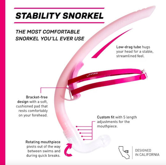 Finis Stability Snorkel Swimming Training Snorkel Finis Pink