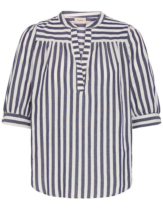 Women's Cotton Striped Navy Blue Blouse