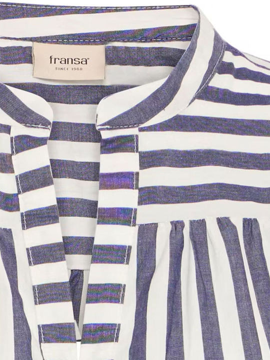 Women's Cotton Striped Navy Blue Blouse