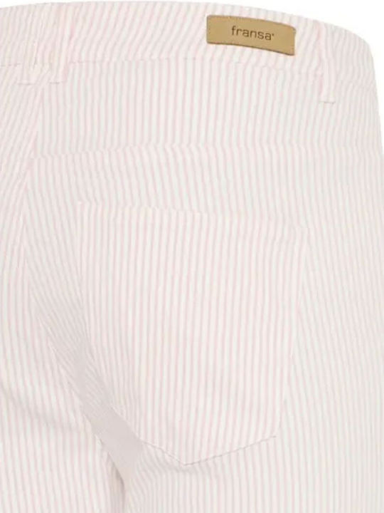 Women's Fabric Striped Pink Trousers